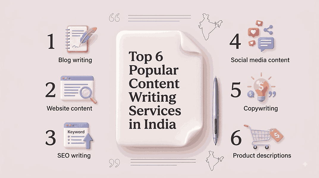 Top 6 popular content writing services in India