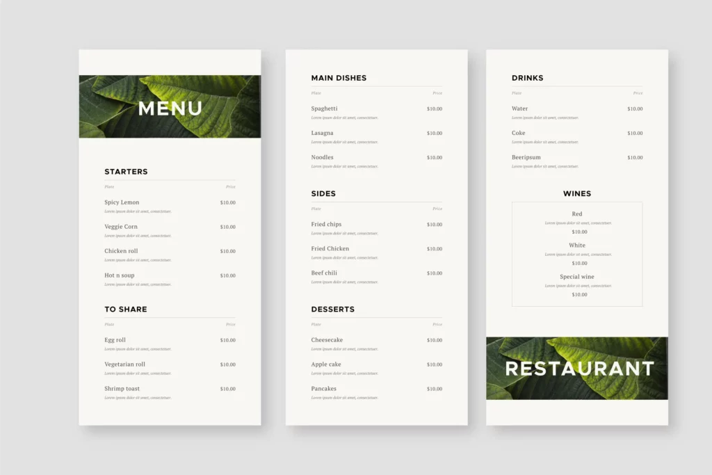 best restaurant menu design services